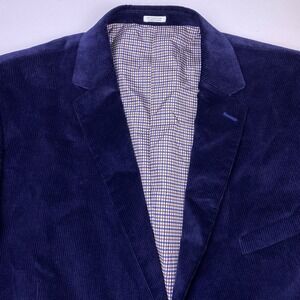Saddlebred Corduroy Blazer 50R Mens Elbow Patch Preppy Dark Navy VGUC